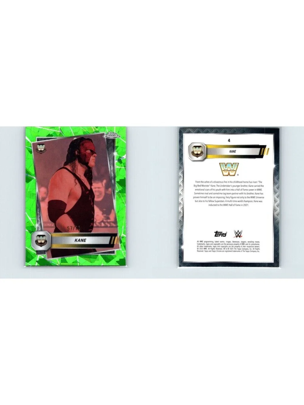 2025 Topps Chrome WWE Sapphire Kane #4 Green Refractor #/75